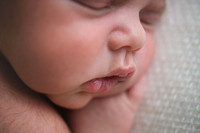 Close up detailed photo of a newborn babies lips and nose